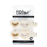 Barrettes cheveux en perles blanches. Clip dentelé pour une bonne accroche sur tous les types de cheveux