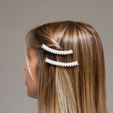 2 barrettes courbée dorée avec perles blanches pour cérémonie ou mariage