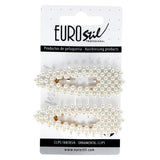 Barrettes Clic Clac Dorée Avec Perles Blanches 8 cm