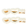 Lot de 2 Barrettes dorées avec 2 cœurs en perles blanches pour sublimer votre coiffure pour cérémonie, mariage ou autres belles occasions
