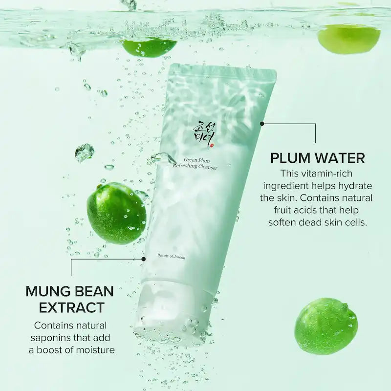 Green Plum Refreshing Cleanser Beauty of Joseon aux extraits de prune verte pour peau mixte et sensible