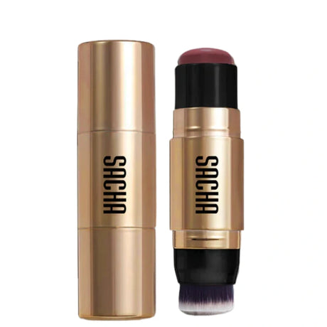 Blush Stick Bordeaux avec Brosse intégrée Sacha Cosmetics Couleur Spice Spice Baby. Idéal pour peaux noires, mates métissée. 