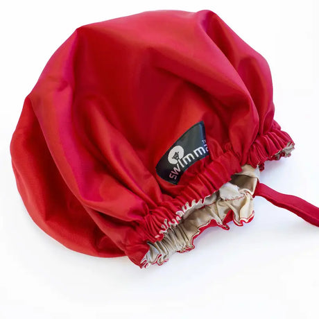 Bonnet de bain enfant rouge avec doublure satin anti-humidité – idéal pour préserver les cheveux naturels et coiffures