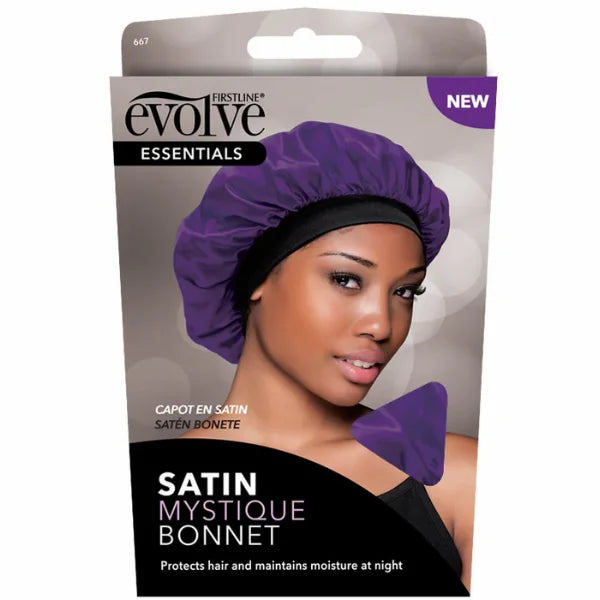 Bonnet en satin pour la protection des cheveux bouclés, frisés, crépus. Action anti-casse et anti-frisottis.