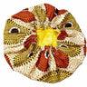 Bonnet Protection cheveux Ankara Intérieur Satin de polyester Jaune et Rouge 