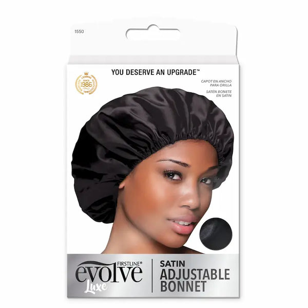 Bonnet Satin noir pour les cheveux - Evolve® Luxe Satin Adjustable Bonnet