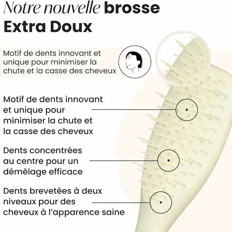 Brosse Tangle Teezer Ultimate Detangler Extra Gentle avec Picots flexibles – technologie anti-casse -sur cheveux mouillés ou secs