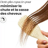 Brosse avec picots espacés pour moins de chute et de casse sur cheveux fins ou cassants