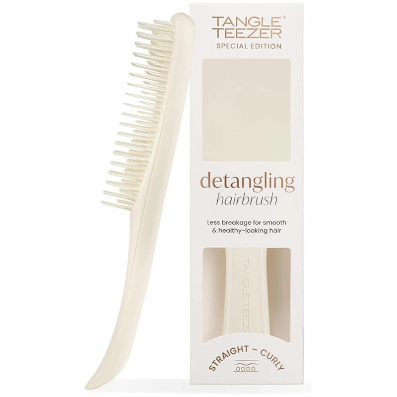 Brosse démêlante cheveux mouillés Tangle Teezer Ultimate Detangler Porcelain Cream, anti-casse et ergonomique.