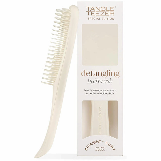Brosse démêlante cheveux mouillés Tangle Teezer Ultimate Detangler Porcelain Cream, anti-casse et ergonomique.