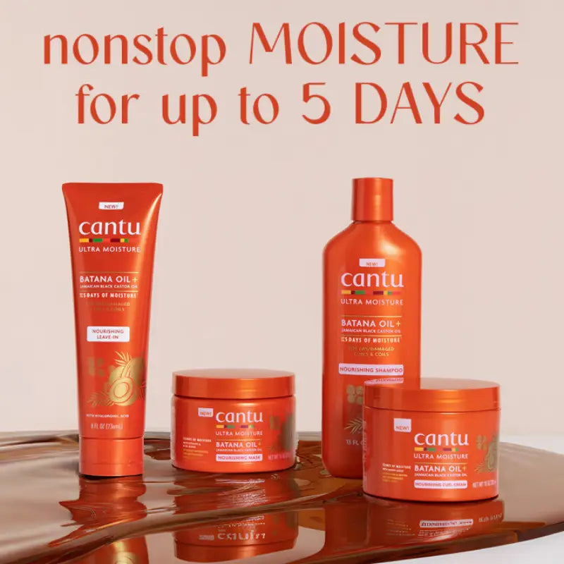 Gamme complète Cantu Ultra Moisture avec soin hydratant et définissant à l'huile de batana pour cheveux crépus, bouclés frisés secs en manque d'hydratation et de souplesse