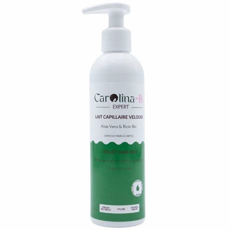 Lait Capillaire Velours Carolina B aloe vera et ricin bio hydratation cheveux frisés bouclés crépus