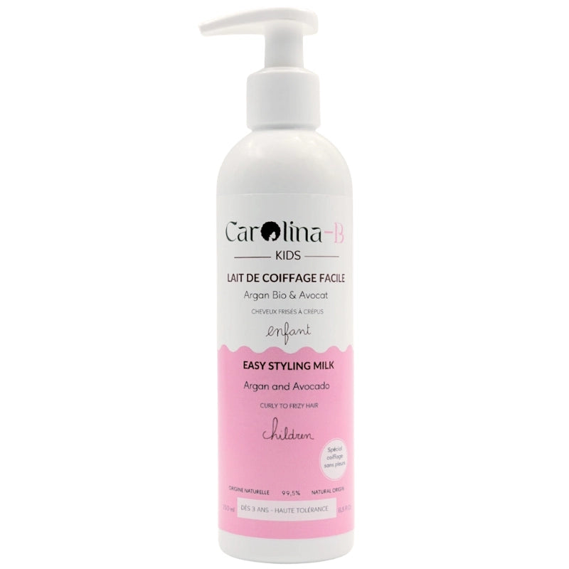 Carolina B Lait Crème de Coiffage pour cheveux frisés à crépus des Enfant dès 3ans à l'Argan et Avocat