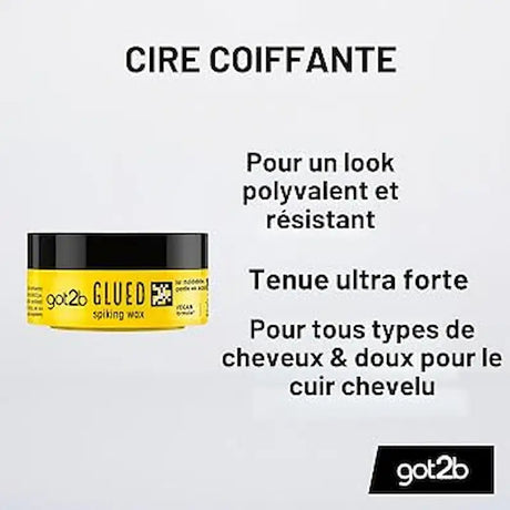 Cire fixante pour cheveux crépus, frisés, bouclés Spiking Was Glued got2b 