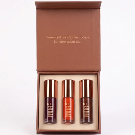 Coffret Maquillage 3 Huiles à Lèvres Wuré Hibiscus - Café Touba - Solome