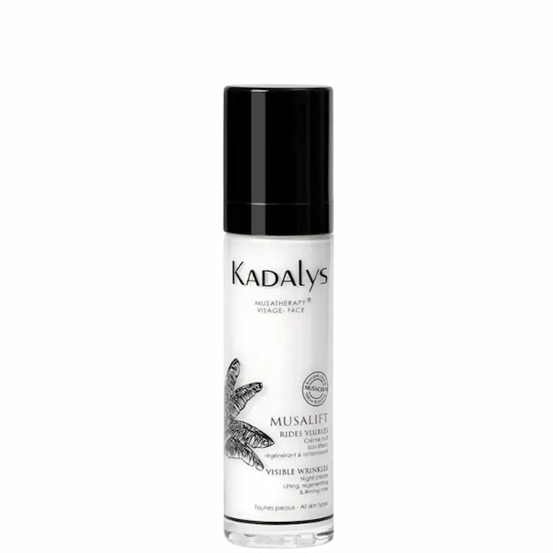 Crème de nuit liftante Musalift Kadalys en flacon pour lisser et raffermir la peau pendant la nuit. 50ml
