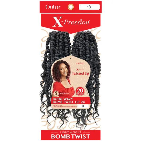 Crochet Braids Boho Wavy Bomb Twist X-Pression 2X - Outré en noir 1B