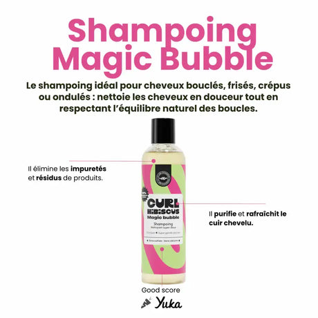 Curl Hibiscus Shampoing Magic Bubble nettoie en douceur, réhydrate les cheveux crépus à ondulés