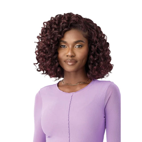 Dark cherry purple lace front wig.