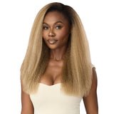Demi-tête blonde, perruque lisse 22 pouces en yaki hair de chez Outré
