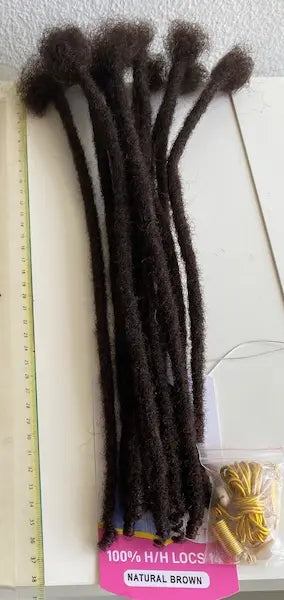 Mèches naturelles locks Extensions de dreadlocks Afro Kinky Human Hair Loc N Roll Braid - Janet Collection NATURAL BROWN 12 pouces