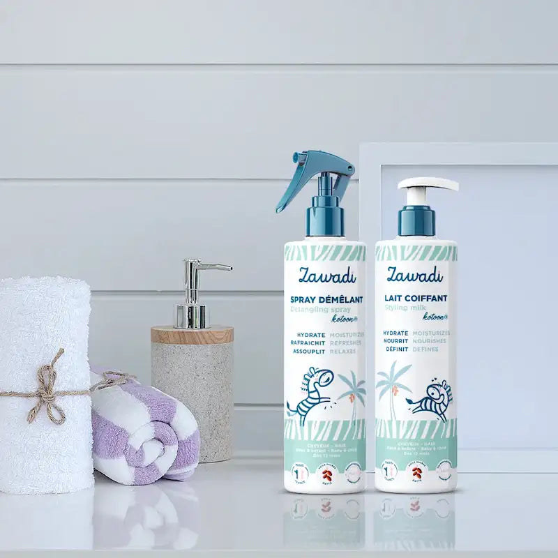 Soins démêlants et Hydratant bébé dès 12 mois pour cheveux ondulés, crépus, frisés, bouclés 