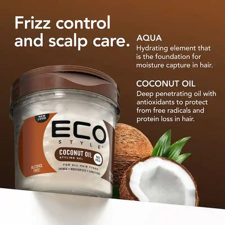 Gel capillaire pour définition des boucles et plaquer les cheveux texturés – Eco Styler Coconut Oil 473ml