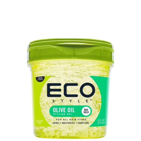 Olive Oil Eco Styling Gel Fixation forte  fait briller, maintient les cheveux souples et hydratés 473ml 16 fl oz 