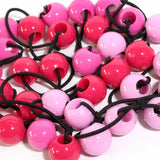 Lot de 16 élastiques cheveux avec perles roses et blanches