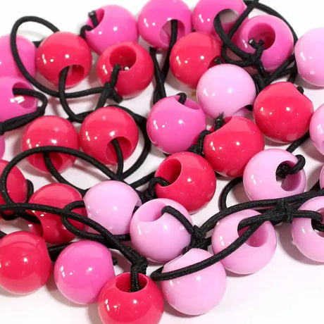 Lot de 16 élastiques cheveux avec perles roses et blanches