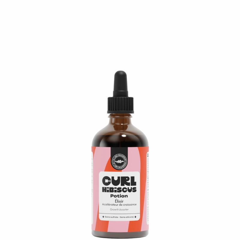 Curl Hibiscus Potion Elixir accélère la croissance capillaire, redonne une meilleure élasticité aux boucles, apporte de la brillance et de la densité au cheveu.