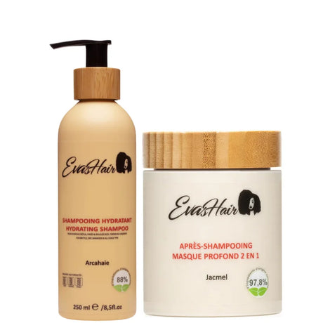 Duo Evashair Washday pour Cheveux crépus ou cassants : Shampoing + Masque / Après-shampoing 