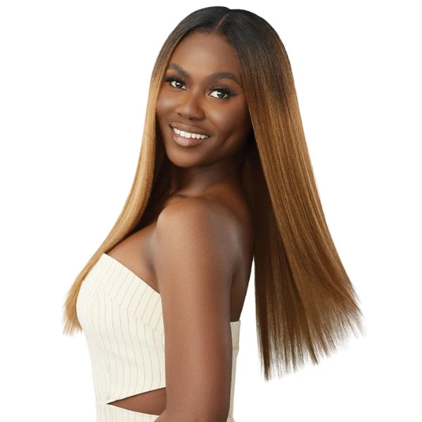 Extensions CLip-In Yaki Straight Light Brown couleur DR Chail Latte Outre Natural Yaki 18 pouces.