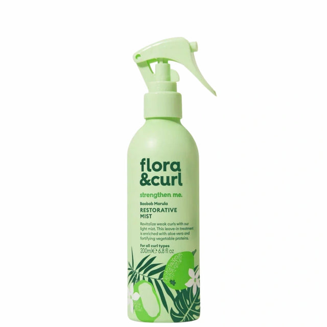 Spray Fortifiant Baobab et Marula Flora and Curl pour renforcer les cheveux bouclés, frisés et crépus sujets à la casse