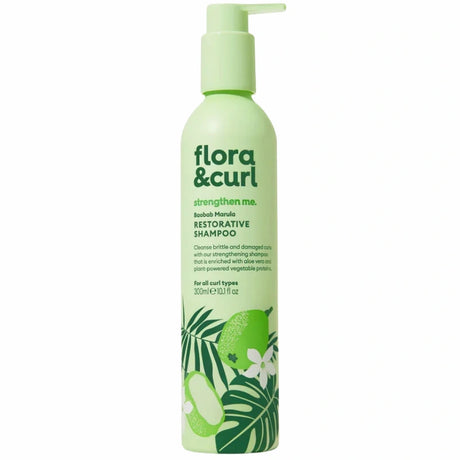 Shampoing Fortifiant Baobab et Marula Flora and Curl aux protéines végétales pour renforcer les cheveux bouclés, frisés et crépus