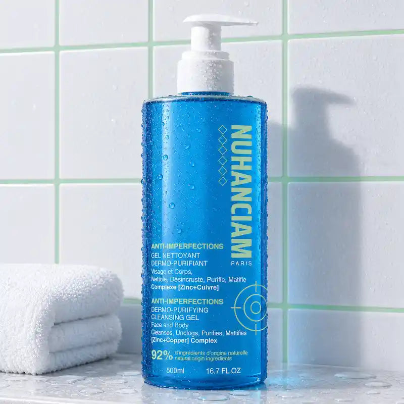 Gel nettoyant purifiant Nuhanciam pour peau mixte à grasse nettoyage quotidien visage et corps