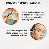 Application du Gel Waterproof 2-en-1 Sourcils et Baby Hair Got2B avec brosse précision pour sourcils et contours