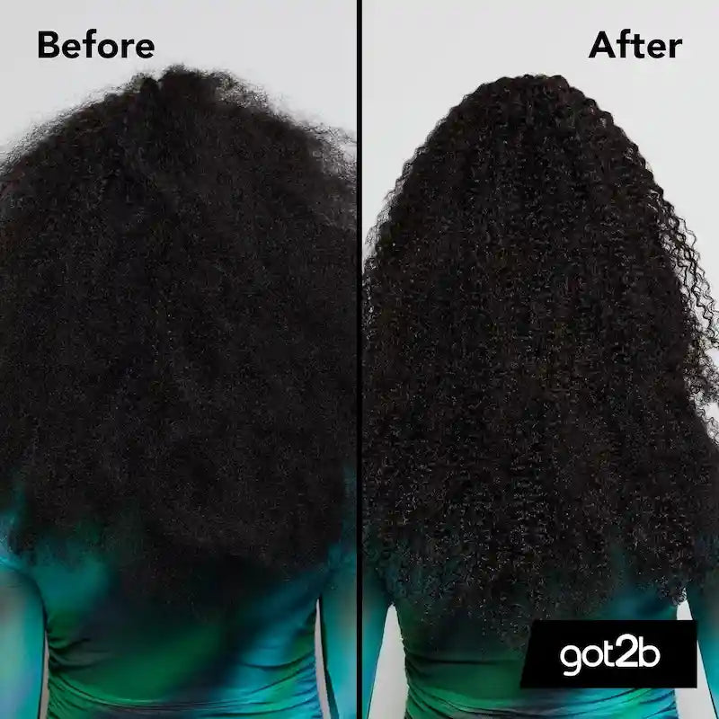 Avant après application du Soin Hydratant Démêlant CURLZ Got2b pour des cheveux crépus hydratés et démêlés
