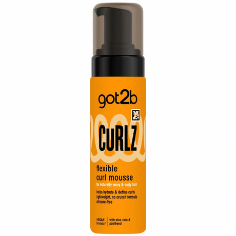 Mousse Coiffante à tenue modulable pour plus de définition et de volume sur cheveux ondulés à bouclés CURLZ got2b