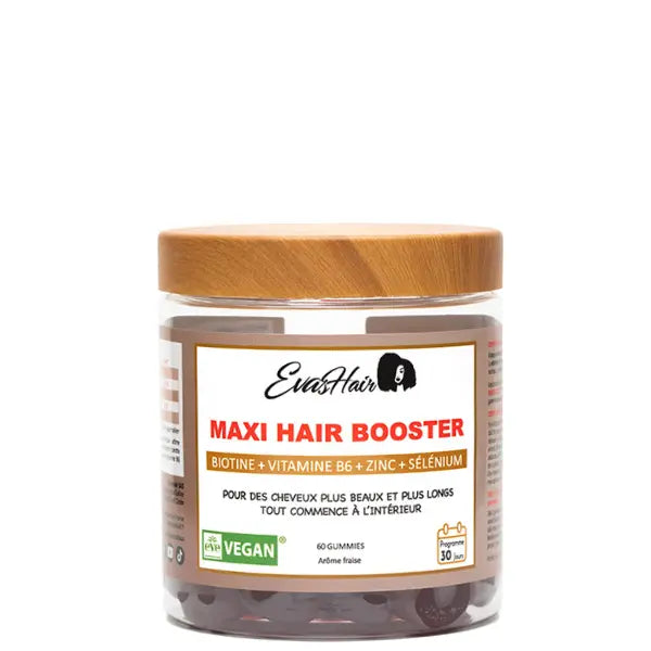 Gummies Maxi Hair Booster Croissance Cheveux Crépus Bouclés Frisés Evashair Cure de 1 mois