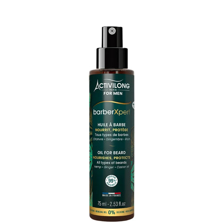 Huile à barbe Activilong For Men chanvre gingembre assouplit les barbes sèches et apporte un éclat naturel