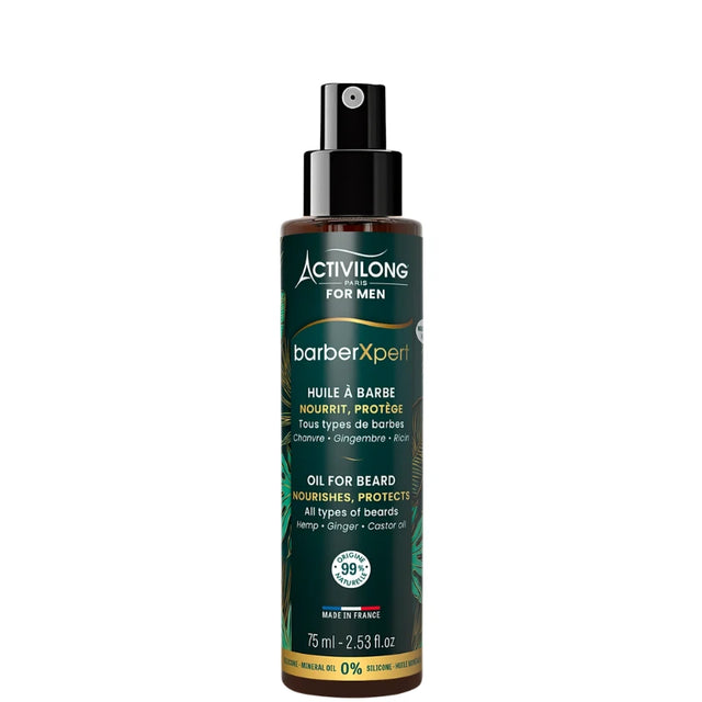 Huile à barbe Activilong For Men chanvre gingembre assouplit les barbes sèches et apporte un éclat naturel