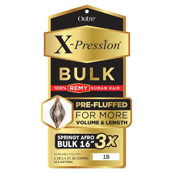 Mèches Human Hair X-PRESSION - HUMAN BULK - SPRINGY AFRO BULK 16" 3X