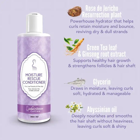 Moisture Rescue Inhairitance enrichi en Rose de Jéricho, ginseng et glycérine pour hydrater les cheveux à faible porosité