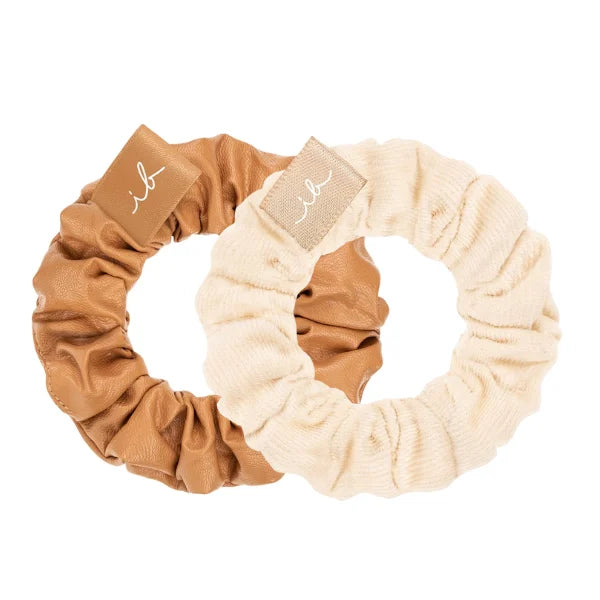 Sprunchie Caramel effet cuir et Blanc cassé Invisibobble