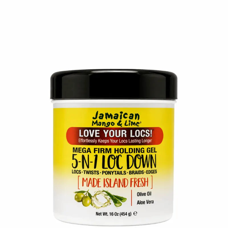 Mega Firm Holding Gel 5-in-1 Jamaican Mango and Lime pour locks, retwists, tresses et baby hair avec fixation forte