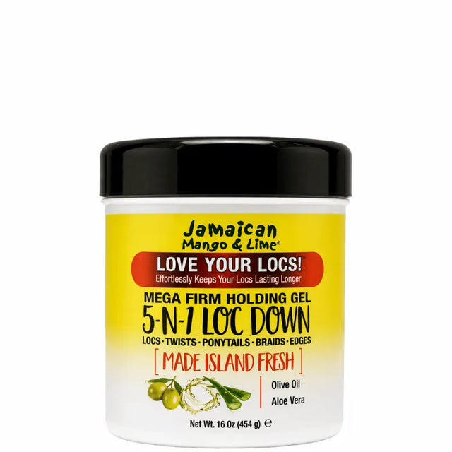 Mega Firm Holding Gel 5-in-1 Jamaican Mango and Lime pour locks, retwists, tresses et baby hair avec fixation forte