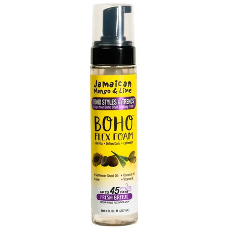 Mousse Coiffante Boho Flex Foam Jamaican Mango and Lime pour tresses bohèmes, locks et coiffures protectrices