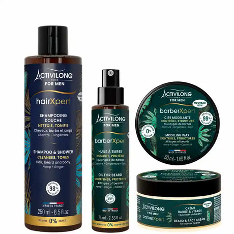 Kit Entretien Barbe Activilong For Men Nettoie Hydrate Visage et Barbe et discipline les poils