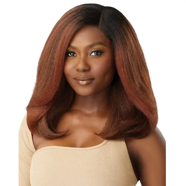 Perruque lace front yaki straight gringer brown melted hairline Samira Outre